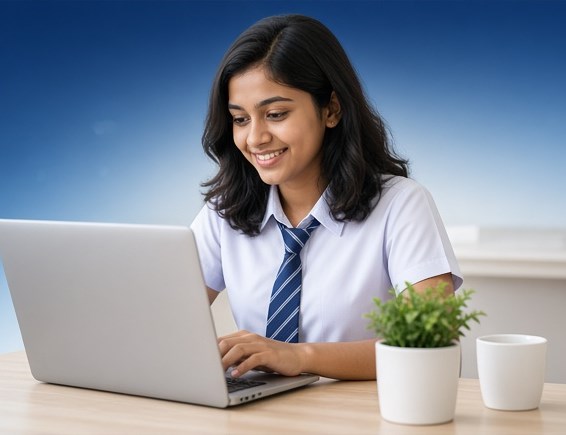 A student studying English Literature on a laptop